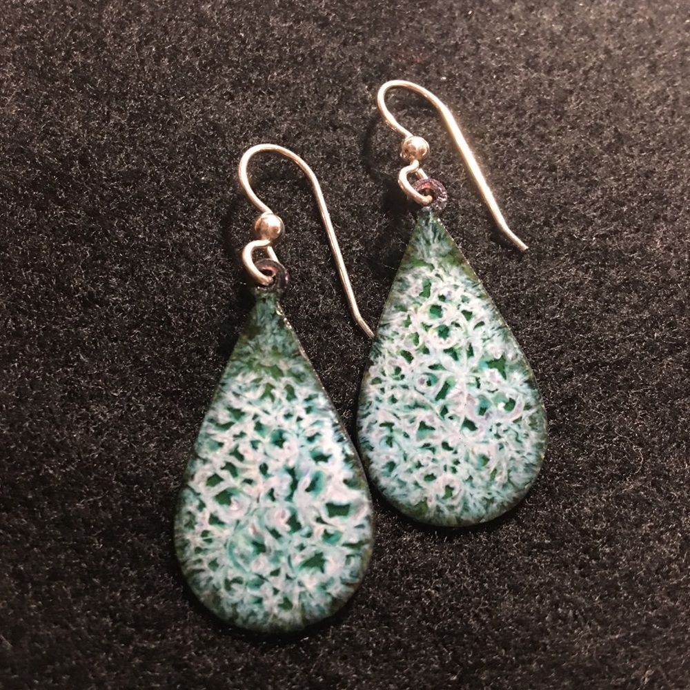 Enameled teardrop earrings